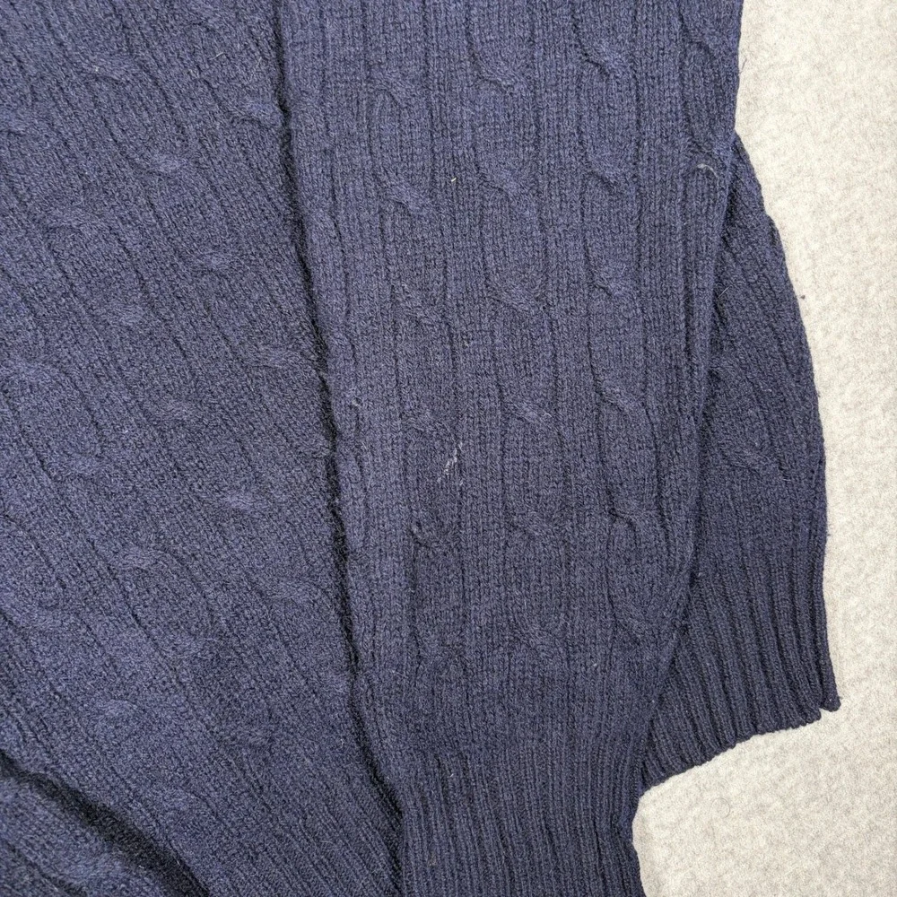 Vintage Polo Ralph Lauren Sweater Mens Large Navy Blue Cable Knit Lambswool 90s